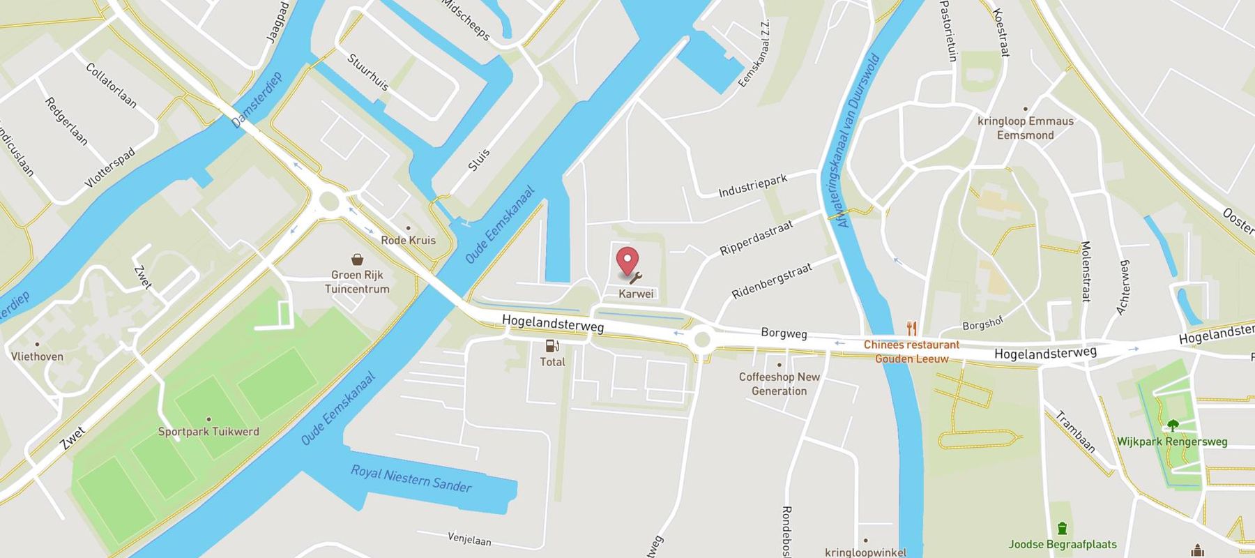 Karwei bouwmarkt Delfzijl map