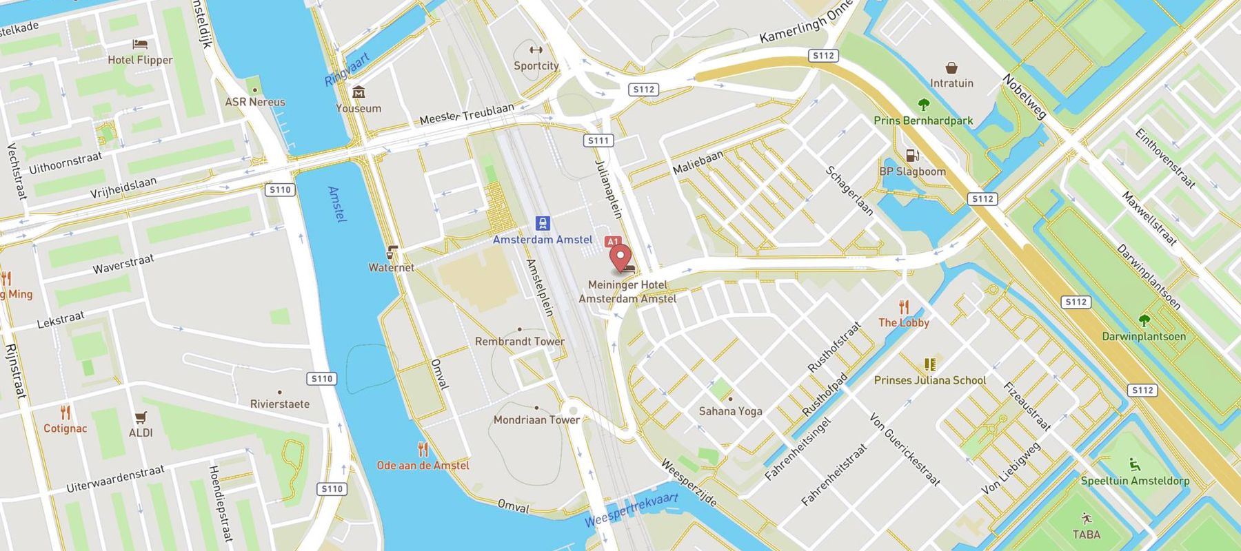 MEININGER Hotel Amsterdam Amstel map