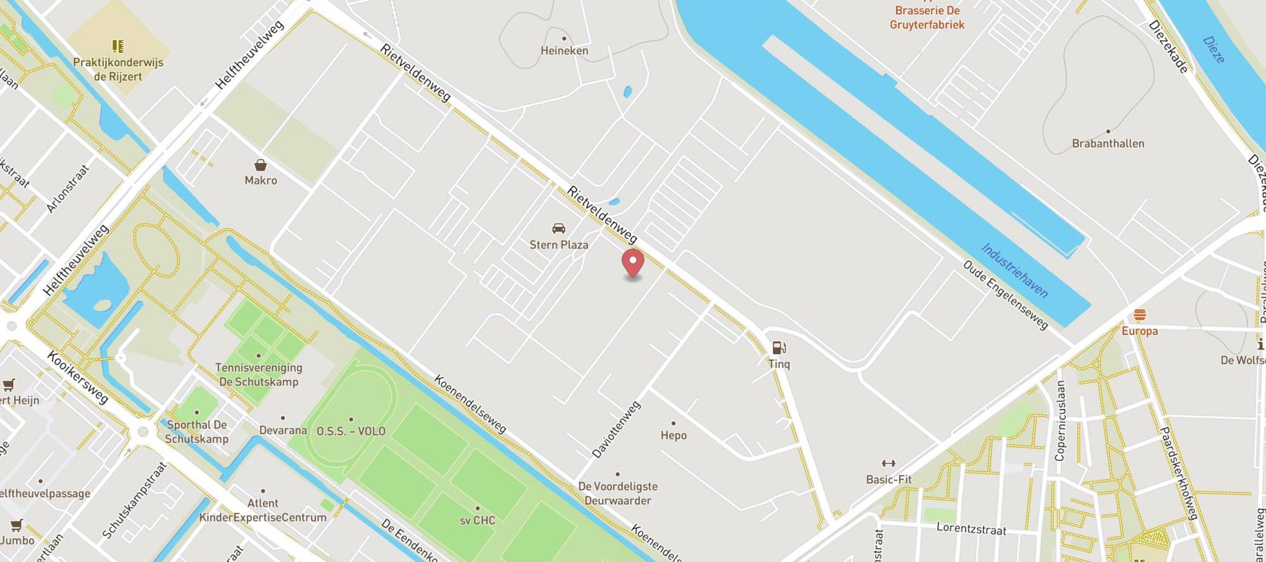 Hertz Autoverhuur - Den Bosch - Rietveldenweg 32c map