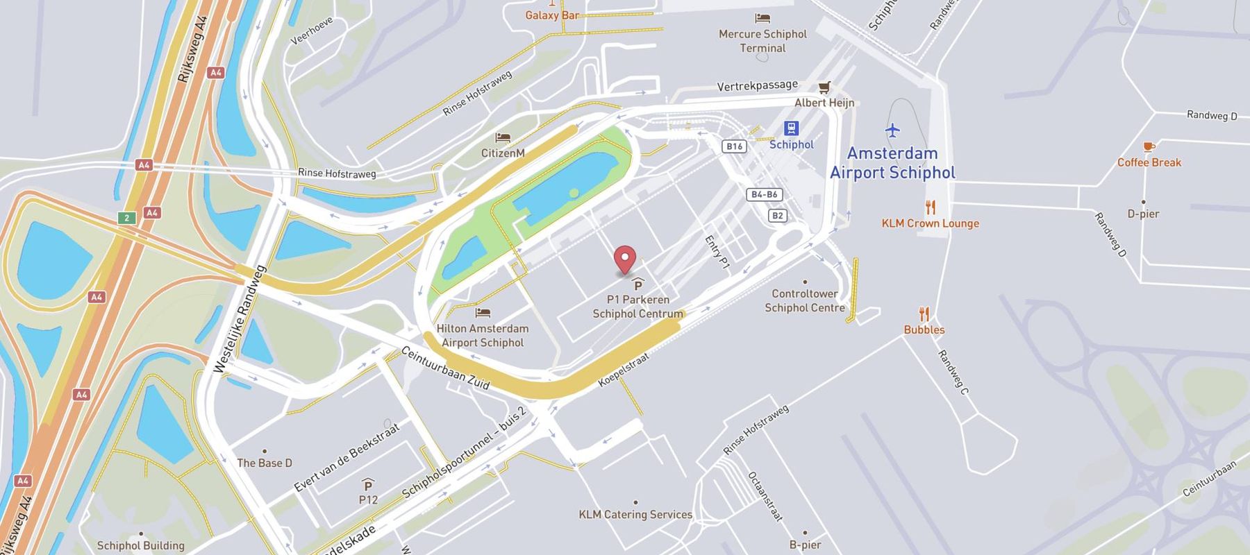 P1 Parkeren Schiphol - Officiële Parking Schiphol map