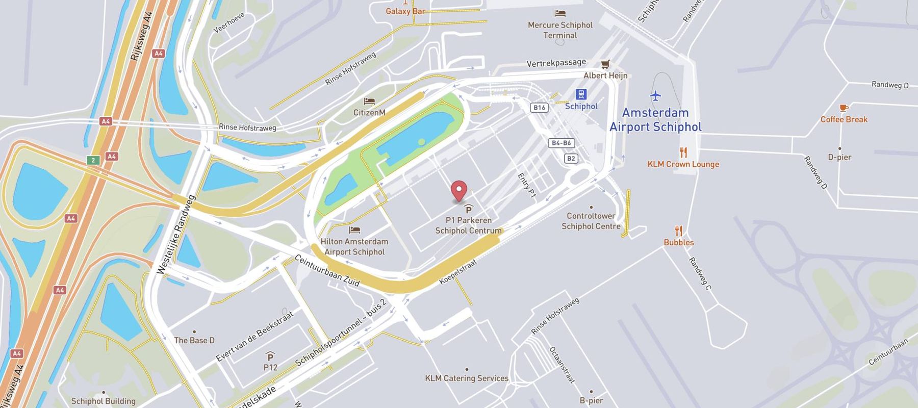 P1 Parkeren Schiphol map