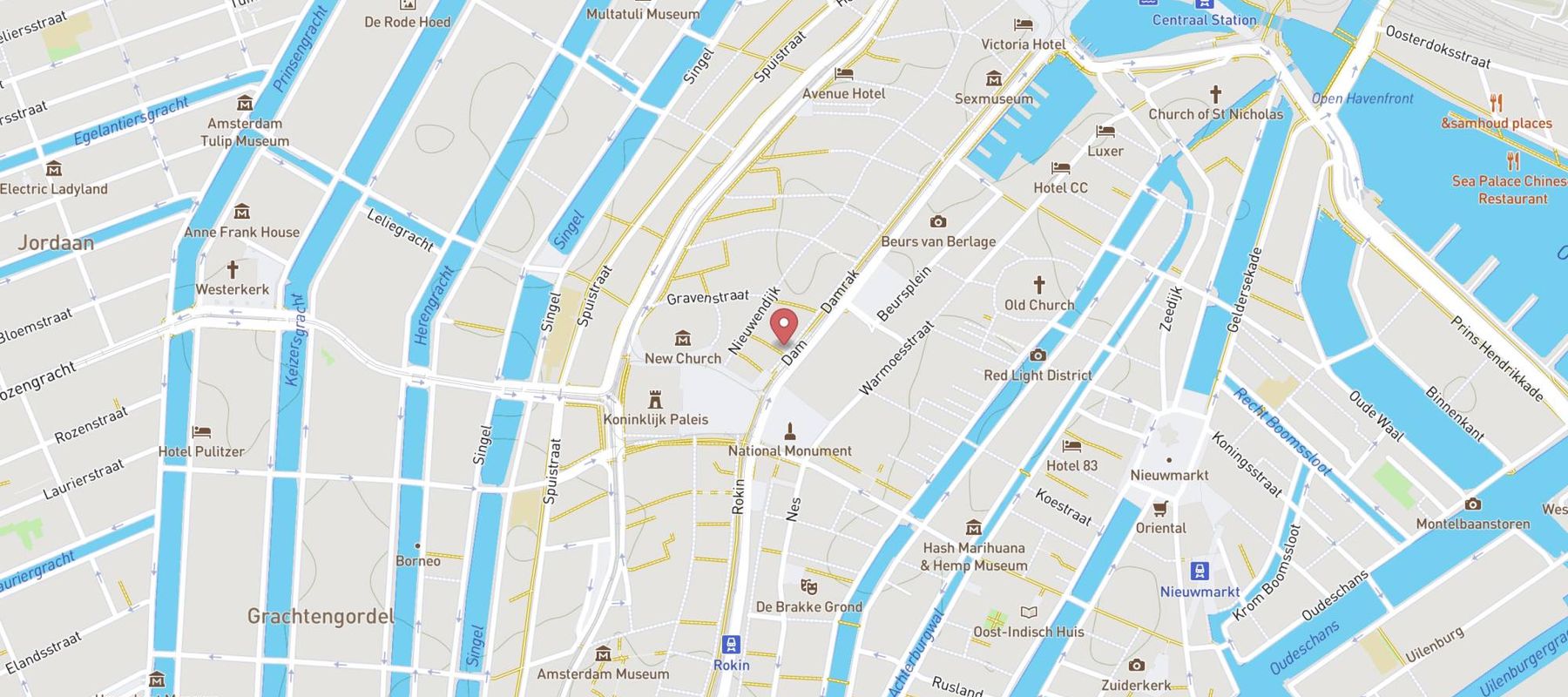Hotel Amsterdam De Roode Leeuw map