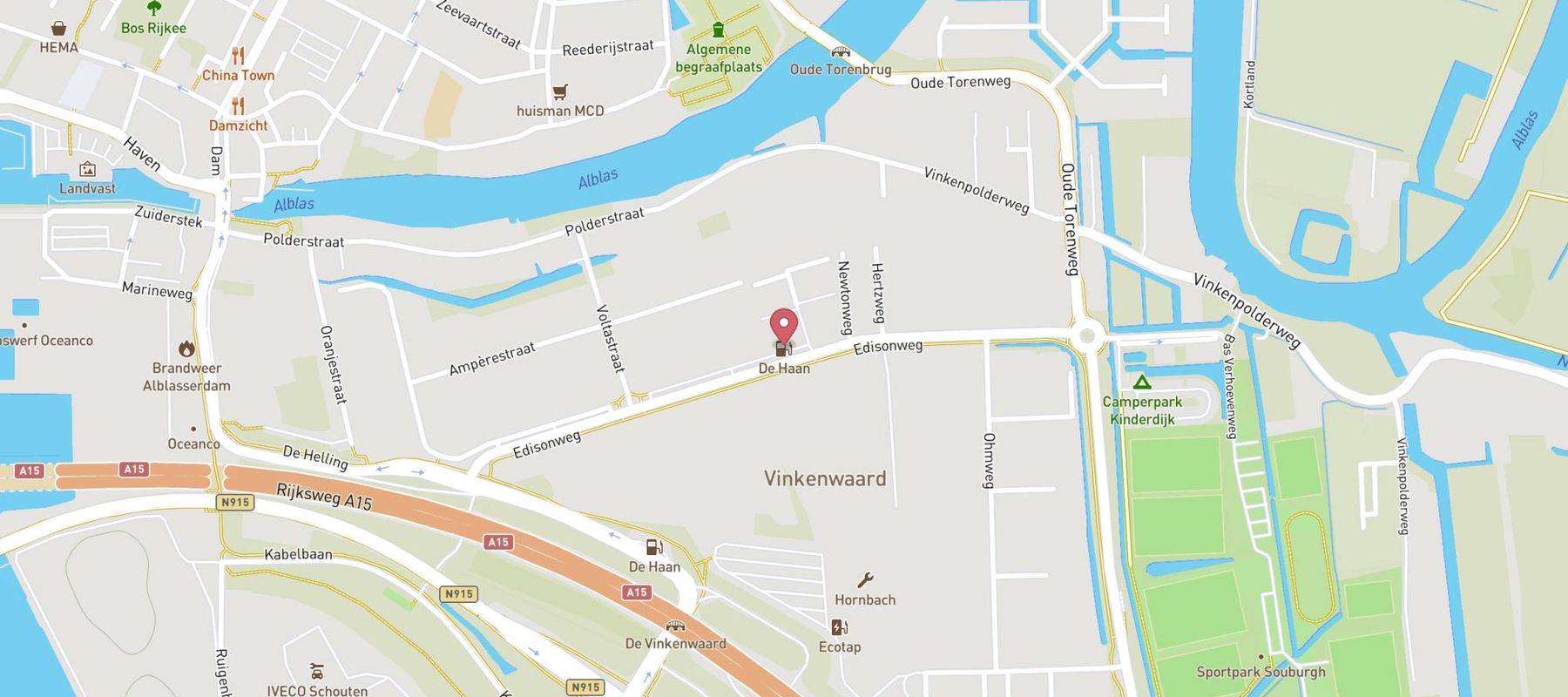 haan Express tankstation Vinkenwaard Alblasserdam map