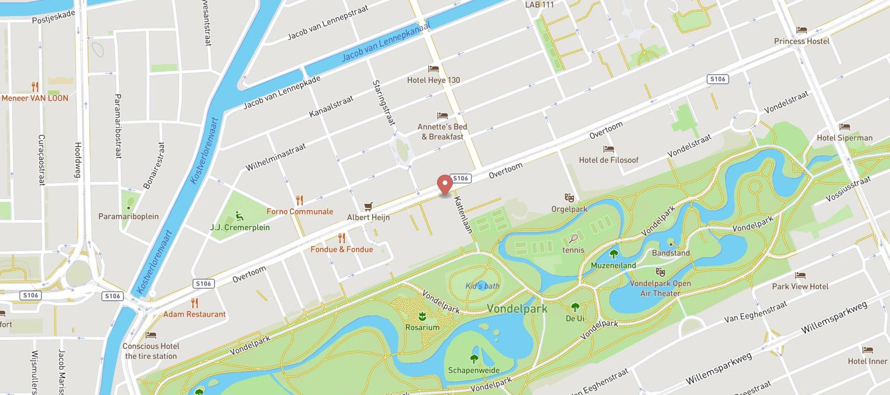 Hertz Autoverhuur - Amsterdam - Overtoom 333 map