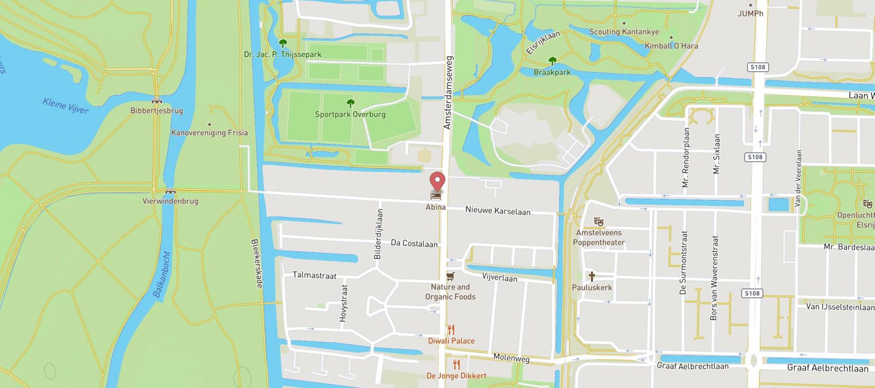 Hotel Cafe Restaurant Abina map