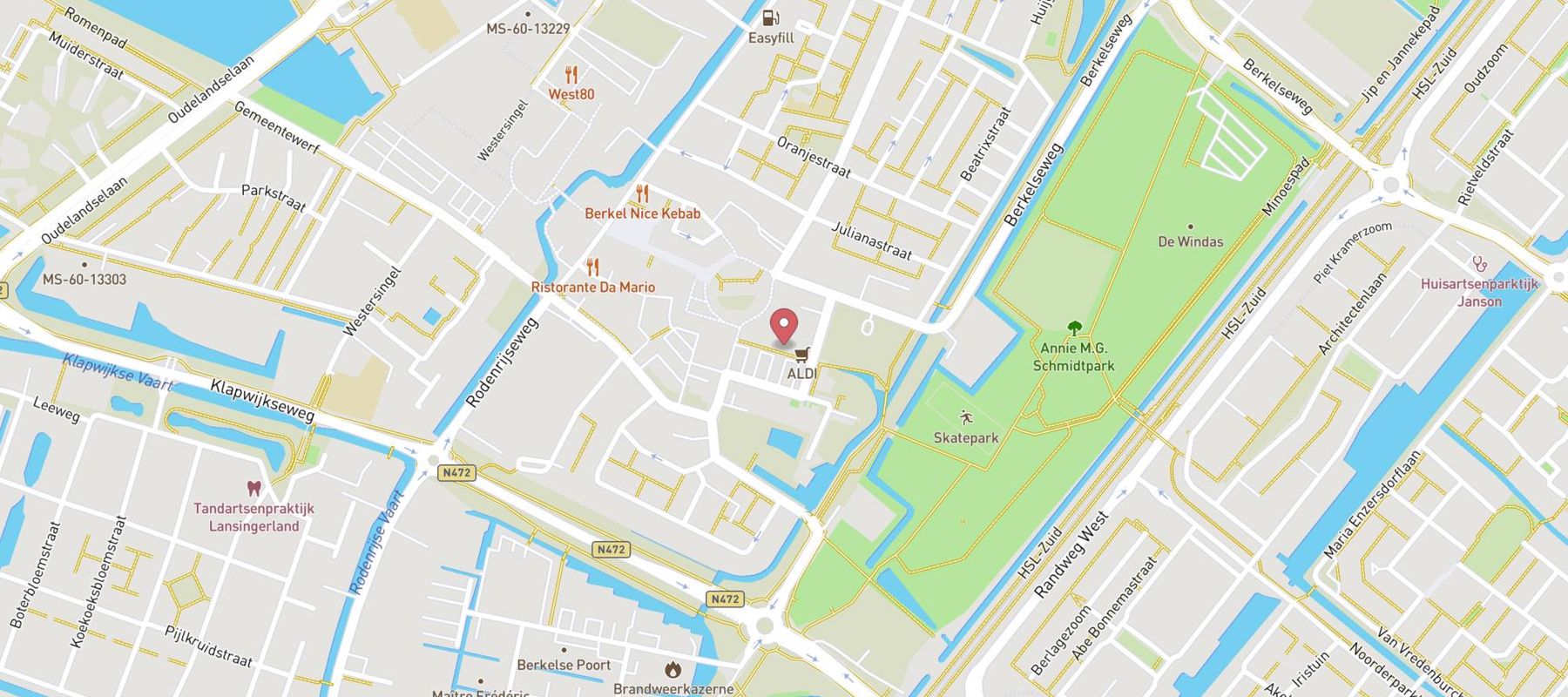 ALDI Berkel en Rodenrijs Molenwerfstraat map