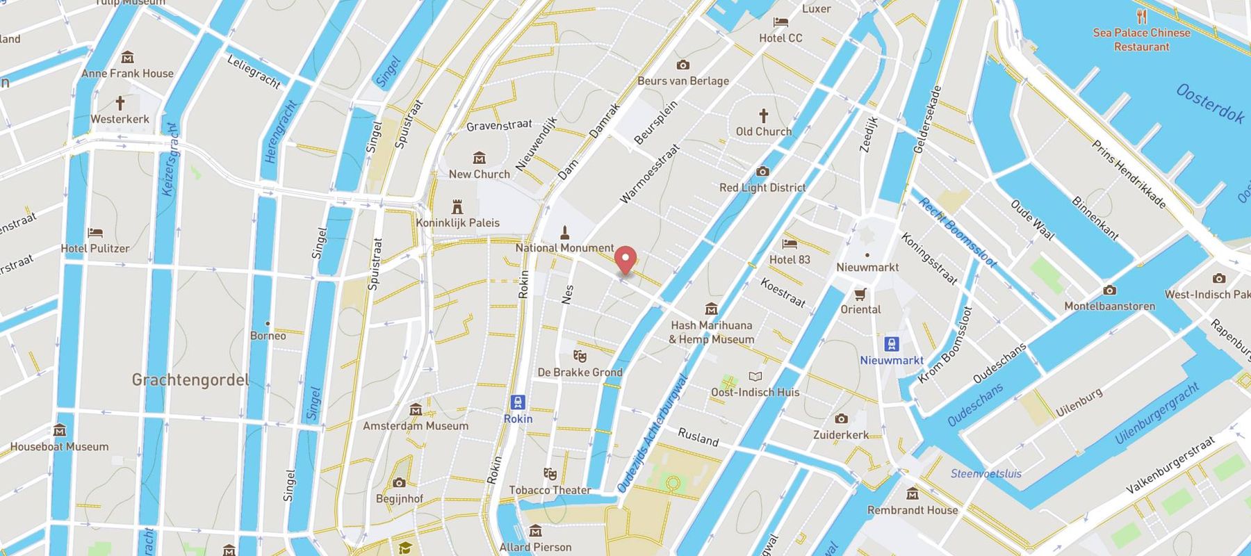 Dunkin' Damstraat Amsterdam map