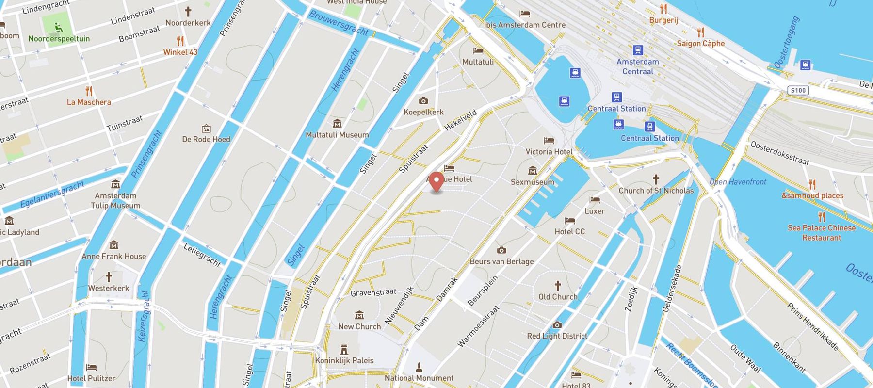 Humphrey’s Restaurant Amsterdam Nieuwezijds Kolk map