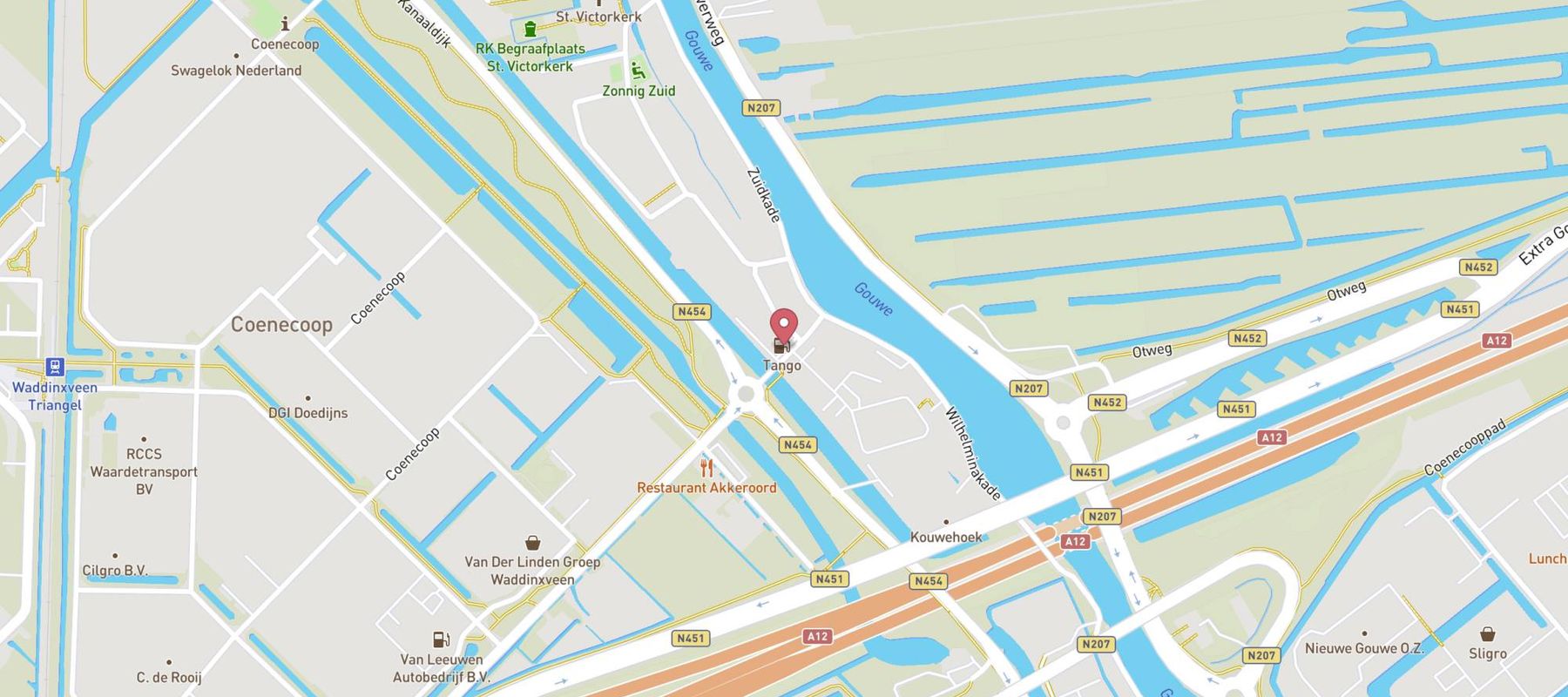 Tango Waddinxveen Kouwe Hoek map