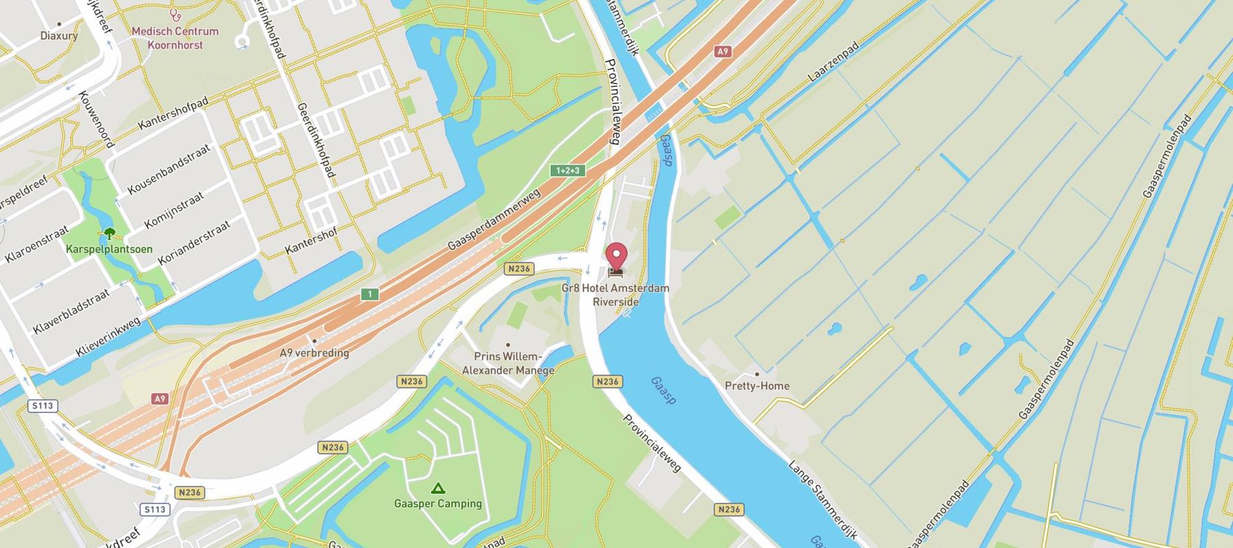 Gr8 Hotel Amsterdam Riverside map
