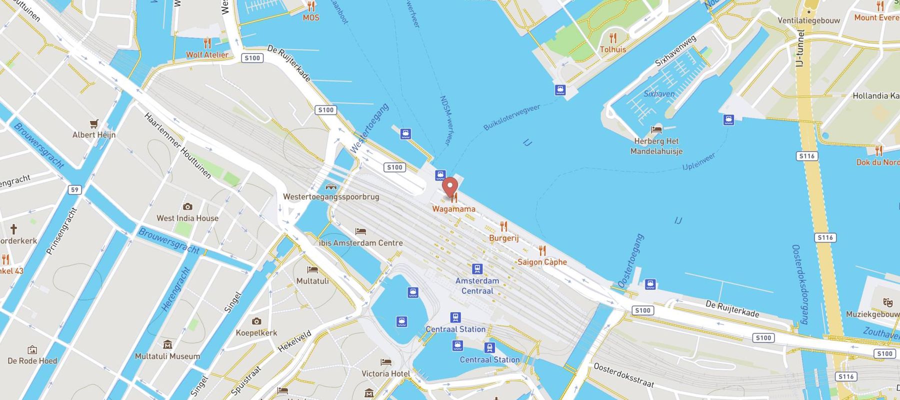 wagamama Amsterdam Centraal Station map