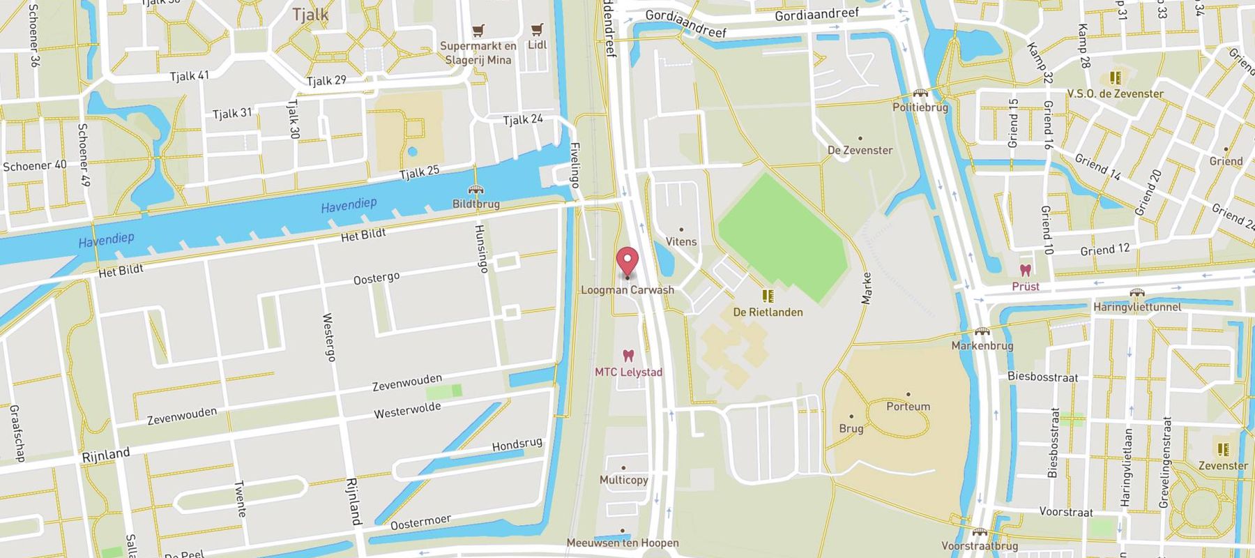 Loogman Carwash Lelystad map