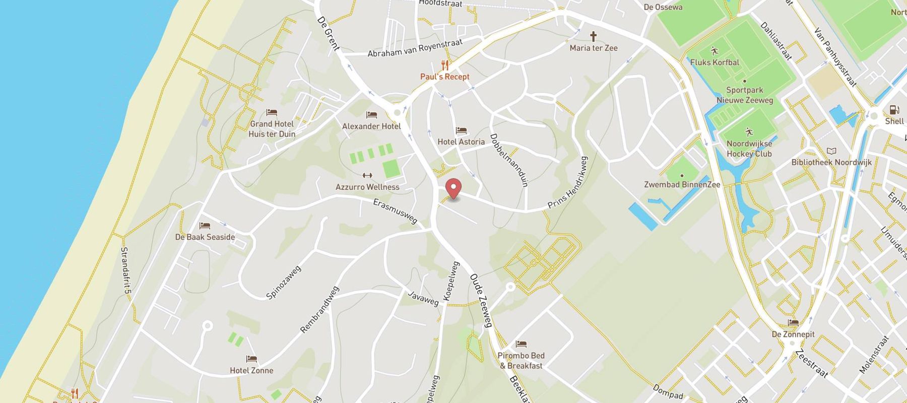 Villa de Duinen | Noordwijk aan Zee | Boutique hotel | Restaurant | Vergaderen map