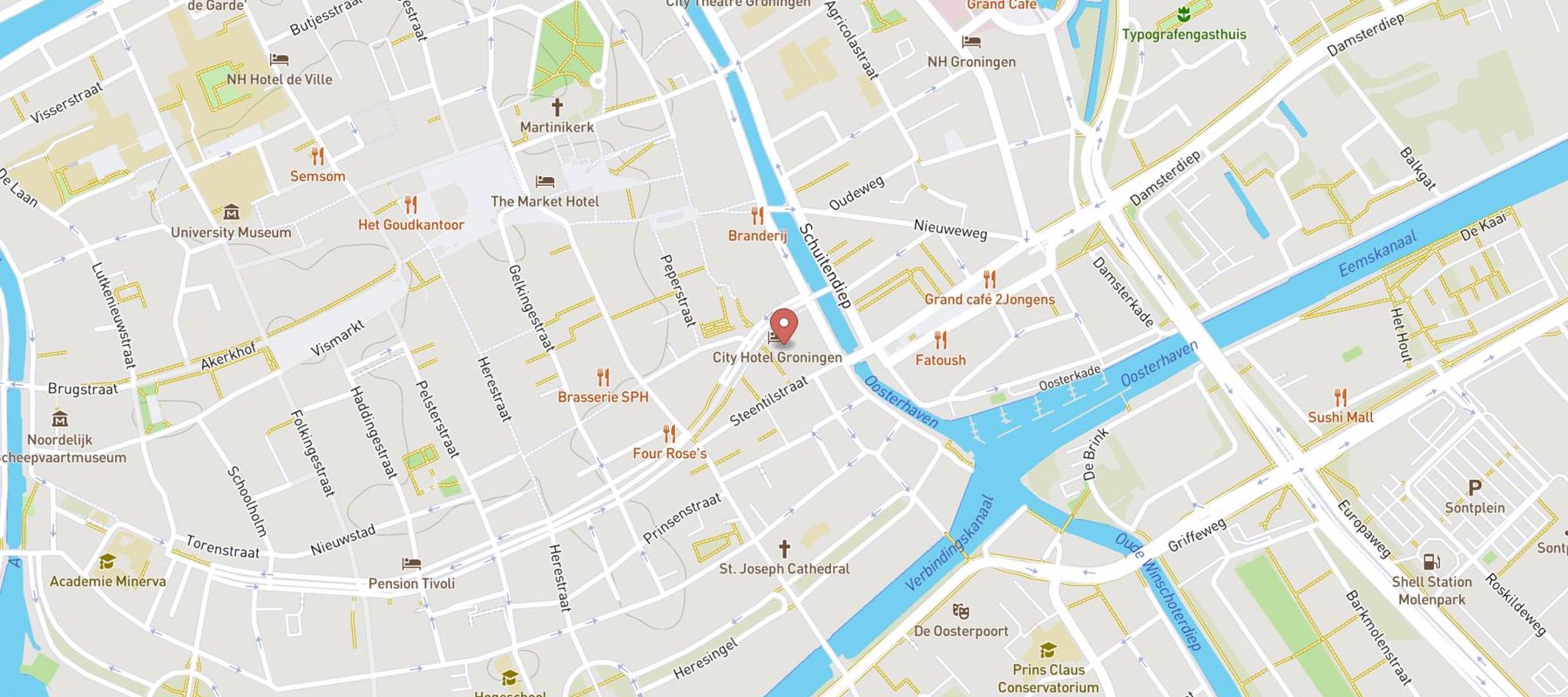Leonardo Hotel Groningen City Center (Former City Hotel Groningen, Eden Hotels) map
