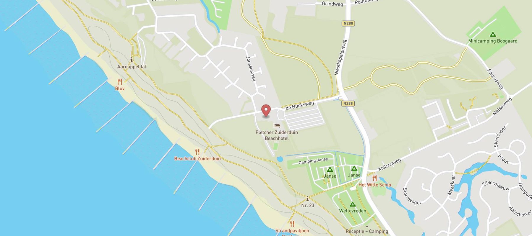 Fletcher Zuiderduin Beachhotel map