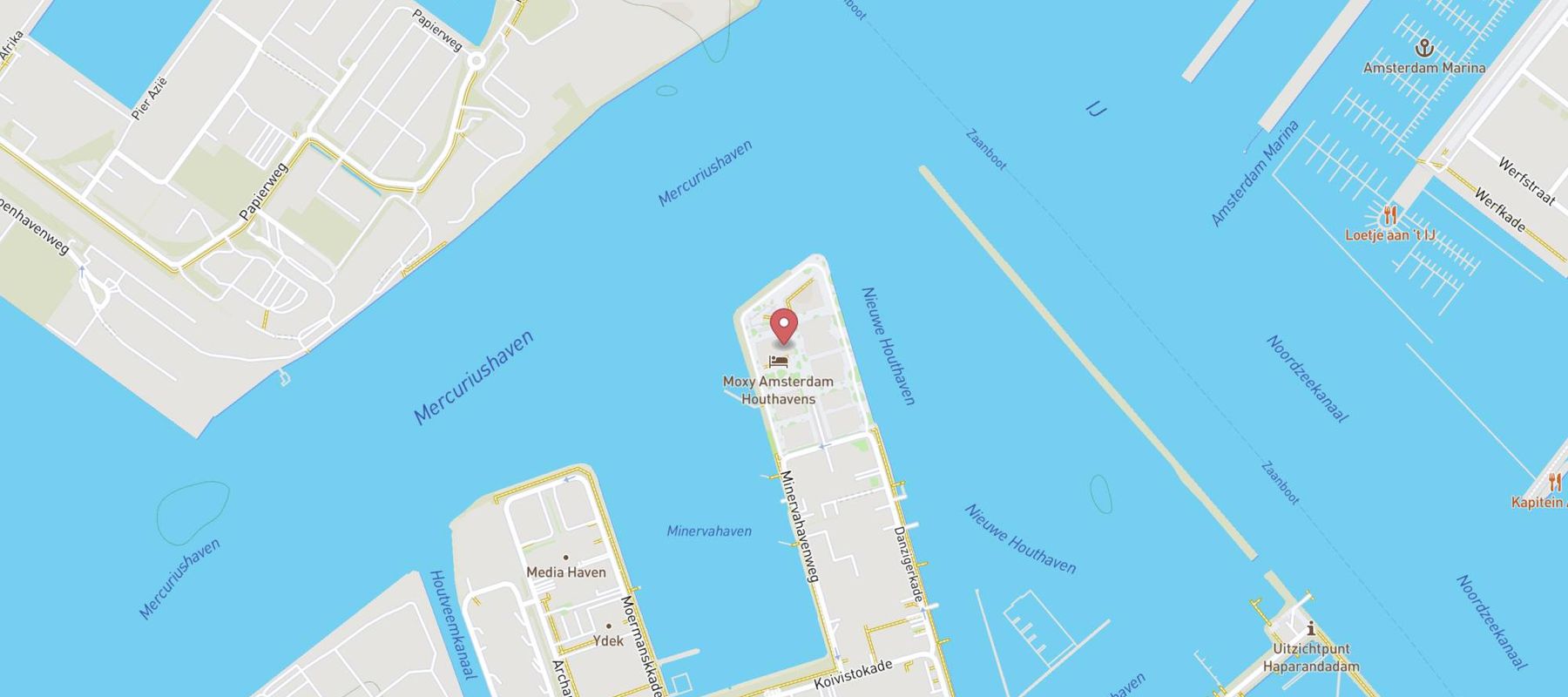 Moxy Amsterdam Houthavens map