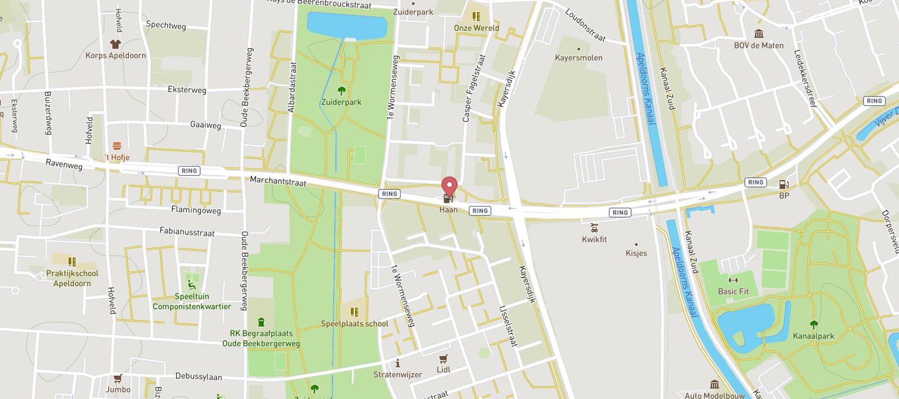 haan tankstation Apeldoorn-Zuid map
