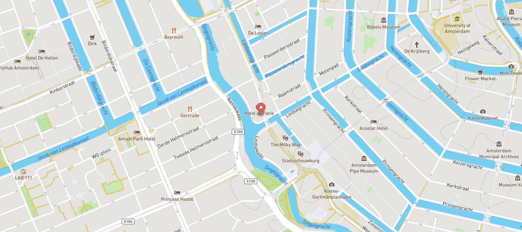 Hotel Marnix City Centre Amsterdam map
