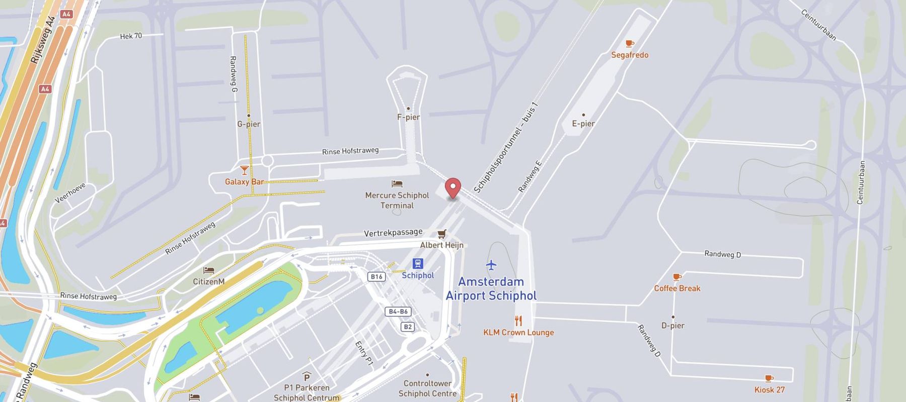 AH Schiphol Aankomstpassage map