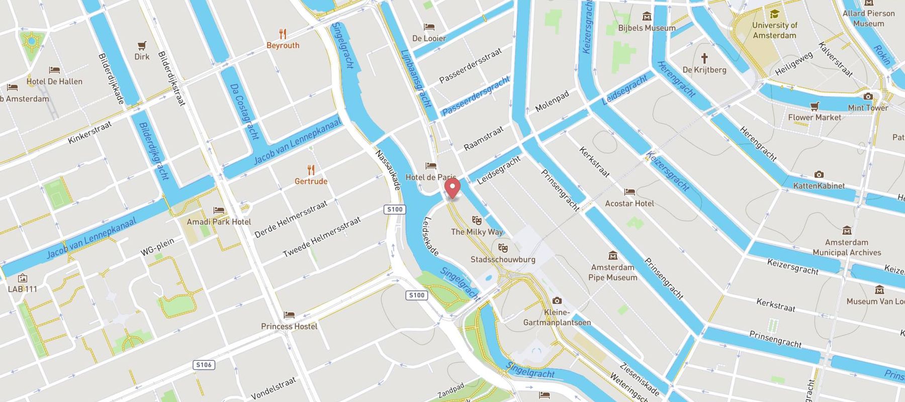 Hotel Leidsegracht map