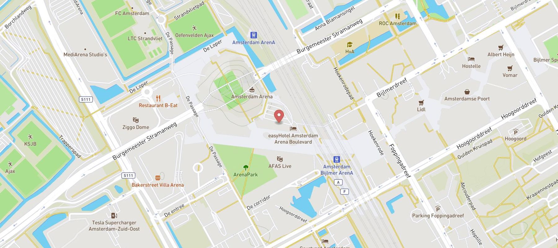 easyHotel Amsterdam Arena Boulevard map