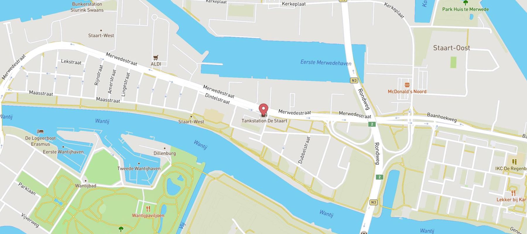 haan tankstation De Staart Dordrecht map