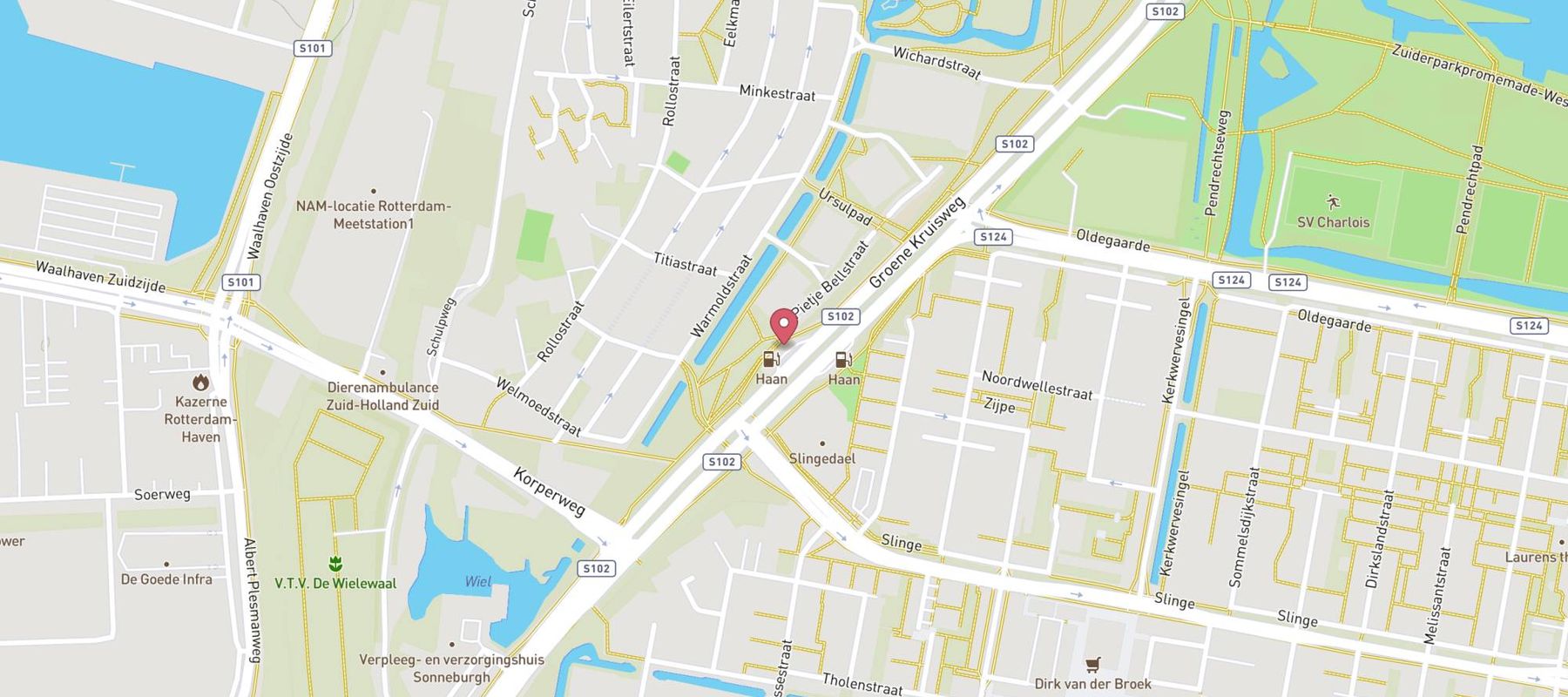 haan tankstation Groene Kruisweg (UIT) Rotterdam-Zuid map