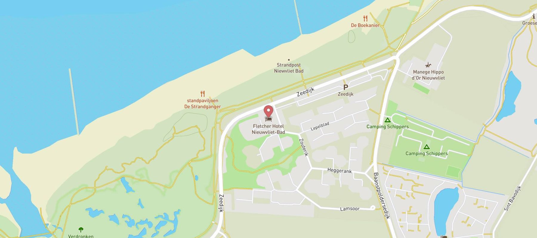 Fletcher Hotel Nieuwvliet-Bad map