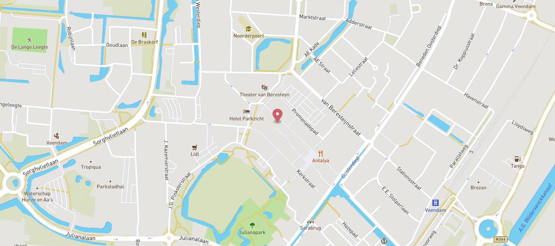 Pearle Opticiens Veendam map